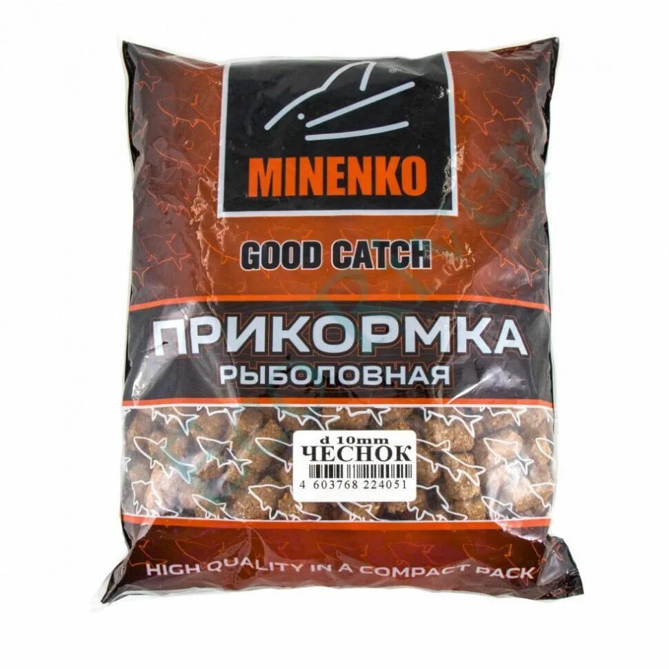 Пеллетс Minenko good catch гранулы 10мм, анис, 700г. 4320 Прикормка Minenko good catch чеснок,700г. Minenko Double Krill meal.