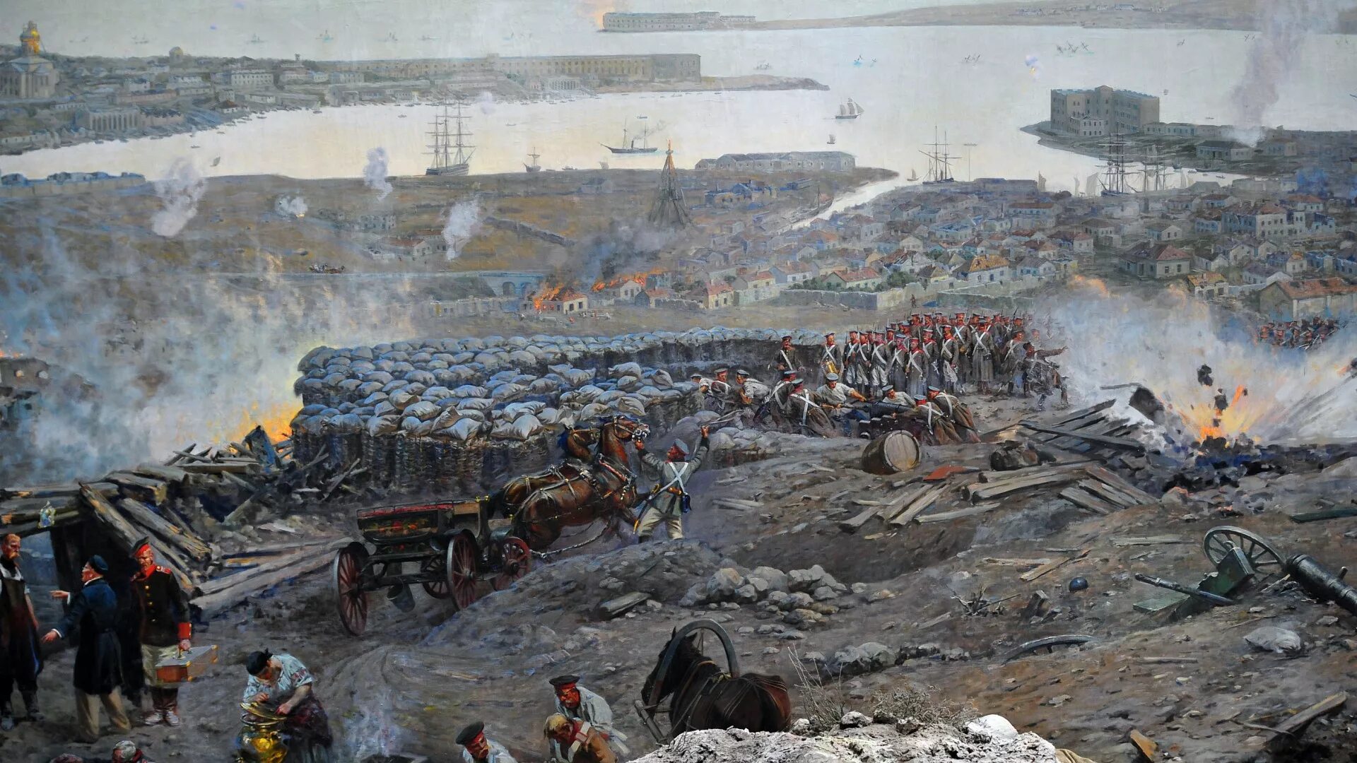 Героическая оборона русских городов. Панорама оборона Севастополя 1854-1855. Рубо оборона Севастополя. Ф А Рубо оборона Севастополя. Ф А Рубо оборона Севастополя панорама.