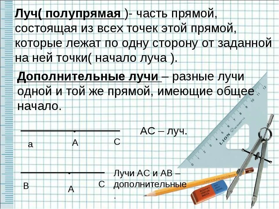 Луч геометрия 7. Дополнительные лучи. Что такое дополнительные лучи в геометрии 7 класс. Дополнительные и совпадающие лучи. Луч дополнительные лучи.