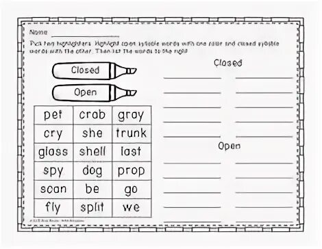 Read words open close
