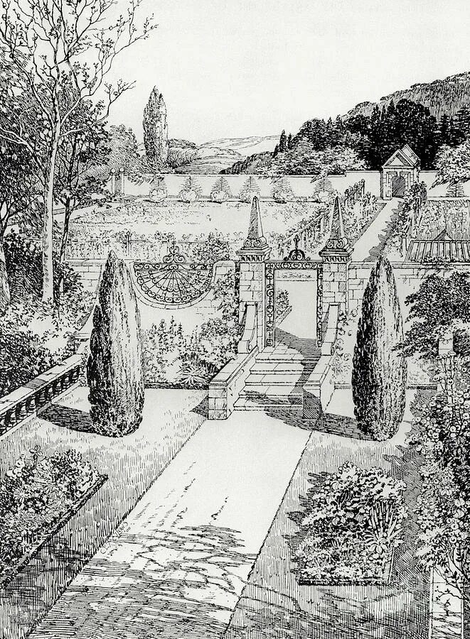 Рисунки французских садов. Сад в французском стиле нарисованные легкие. Французский сад рисунок легко. Французский парк рисунок