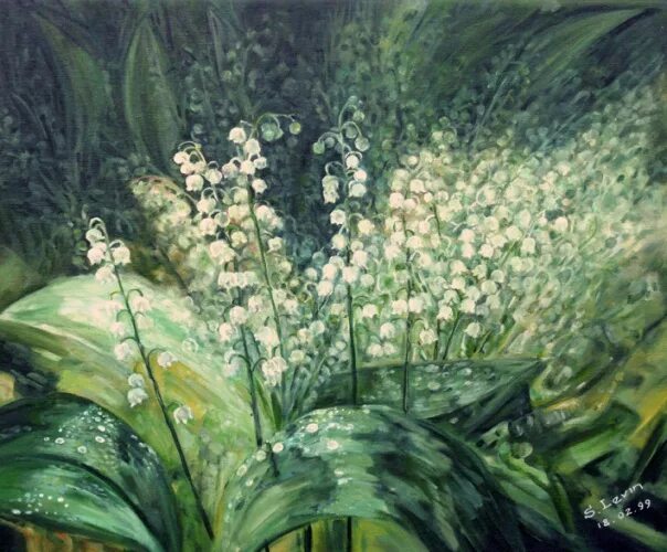 пейзаж ландыши. ландыши. ландыши в живописи. левитан ландыши. пейзаж ландыши.