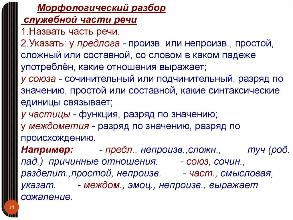 Служебные части речи это слова выражающие. Разбор служебных частей речи. Морфологический разбор служебных частей речи. Морфологическийразборслуженыхчастейречи. Морфологический разбор служебных слов.