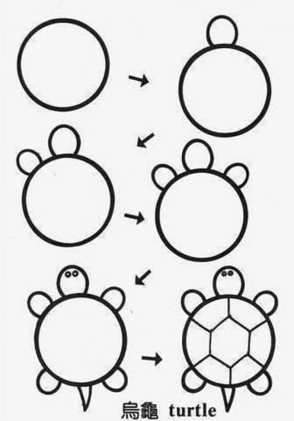 Простые схемы для рисования для детей. Рисование животных из кругов. Последовательное рисование для детей. Рисунки из кругов для детей.