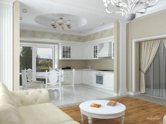 Проект дома с совмещенной кухня гостиная Pin by Marina Tezoro on Гостиная. Living room Kitchen interior, Kitchen layout,