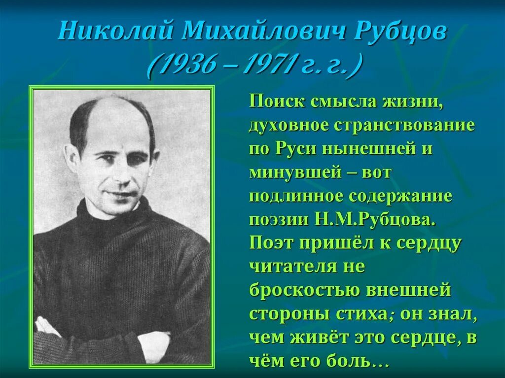 Как фамилия николаю писателю. Н. рубцов поэт.