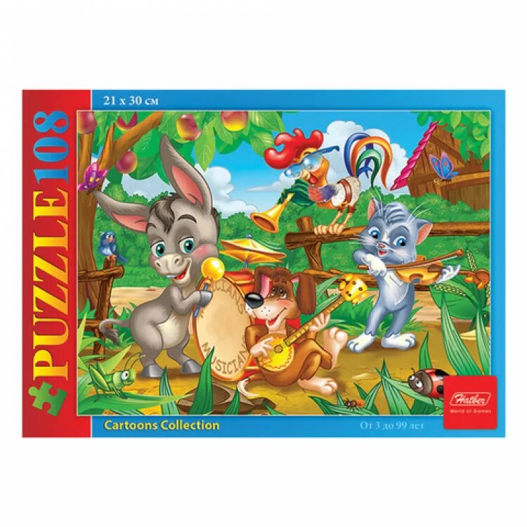 Cartoons collection. Пазлы 4 в 1 "зверята джунглей". Пазл 108 пазл. Hatber Puzzle цирк. Пазл 108 элементов 21*30.