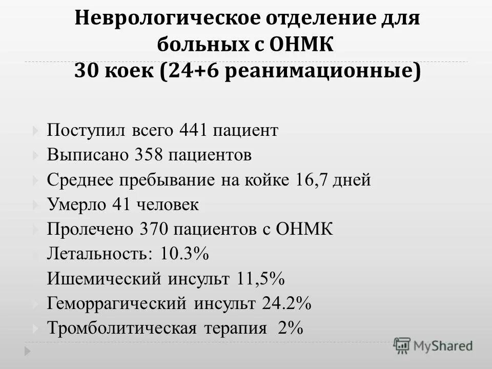 Приемное отделение неврологического отделения