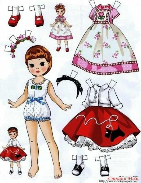 Картинка кукла для вырезания распечатать Paper doll with clothes set Векторный объект Stock Adobe Stock
