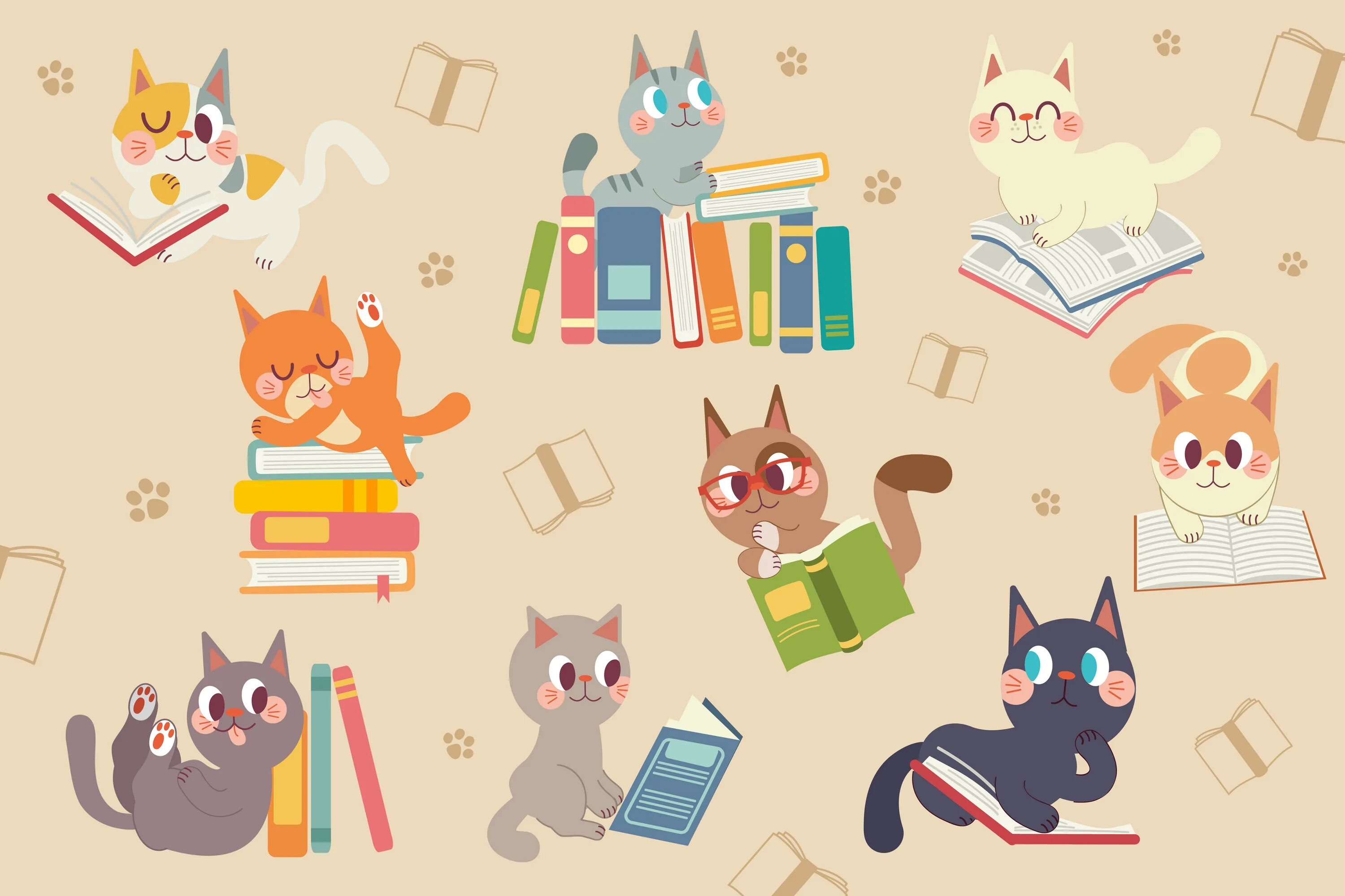 Cartoon cat reader