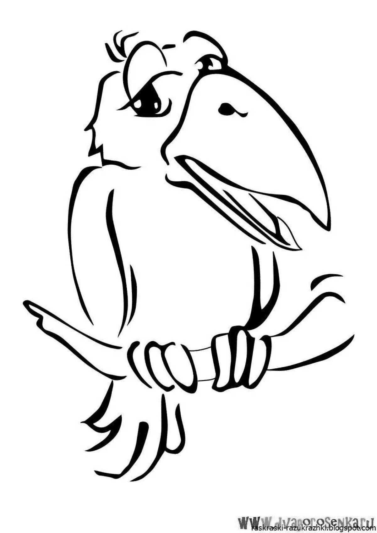 Ворон раскраска для детей распечатать Drawing of crow Line art illustrations