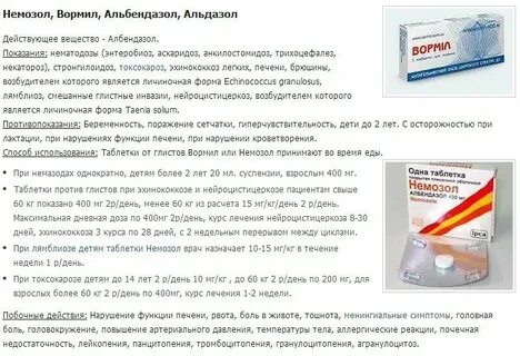 После приема препарата от глистов