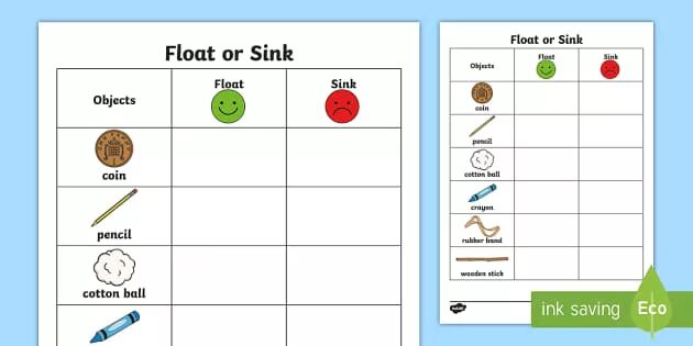 Float object. Sink or float worksheet. floating and sinking. worksheets for float or sink. sink or float flashcard.