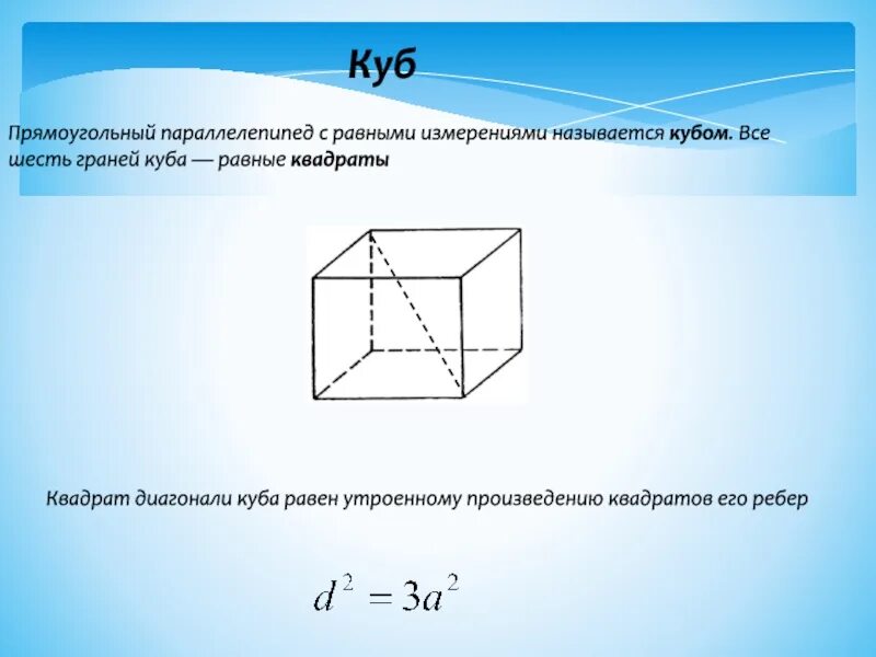 Чему равна диагональ в кубе. Диагональ грани Куба. Квадрат диагонали Куба. Площадь диагонали Куба. Квадрат диагонали грани Куба.