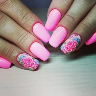 Красно розовый маникюр