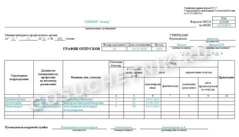 График отпусков обязателен для работника
