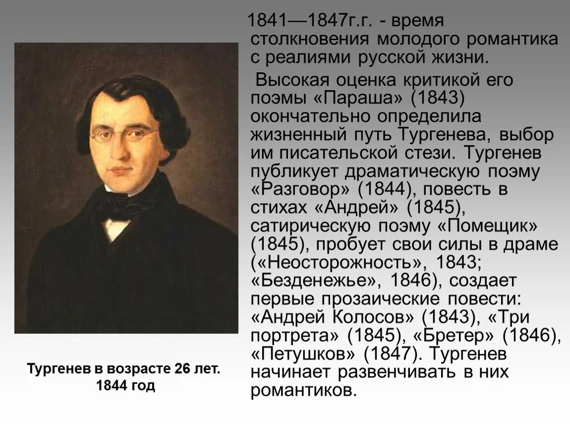Тургенев 1847. Тургенев биография. Жизненный путь Тургенева.