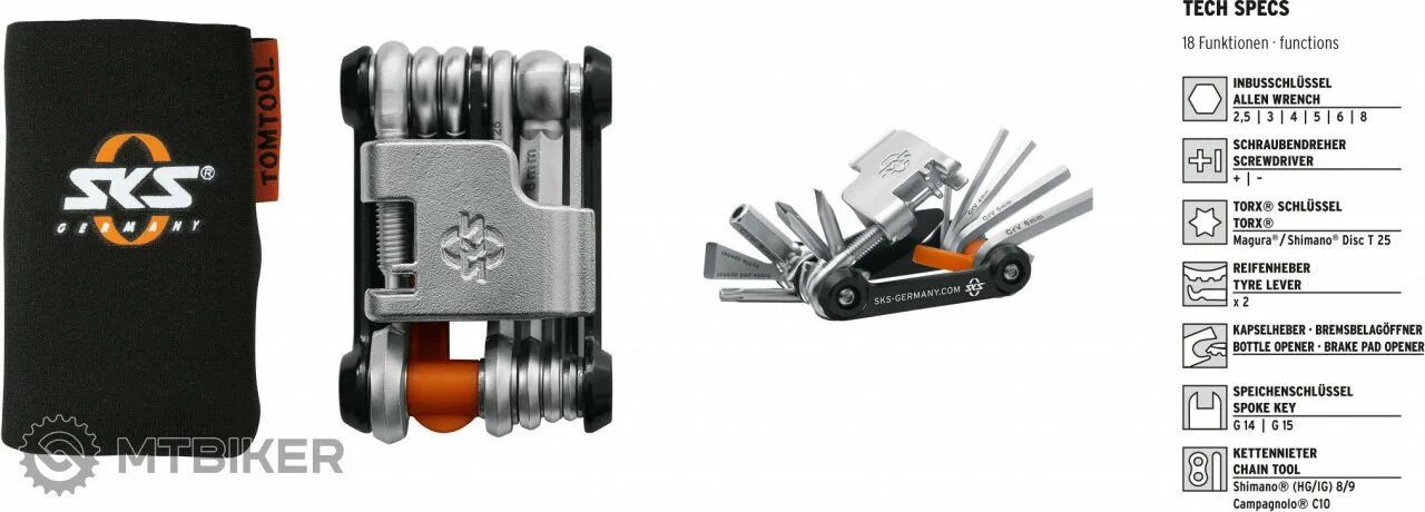 Мульти 18. Sks набор инструментов tom 18, 18 functions, 10016, &lt;&gt;, &lt;&gt;. sks germany. мультитул shimano. педали sks.