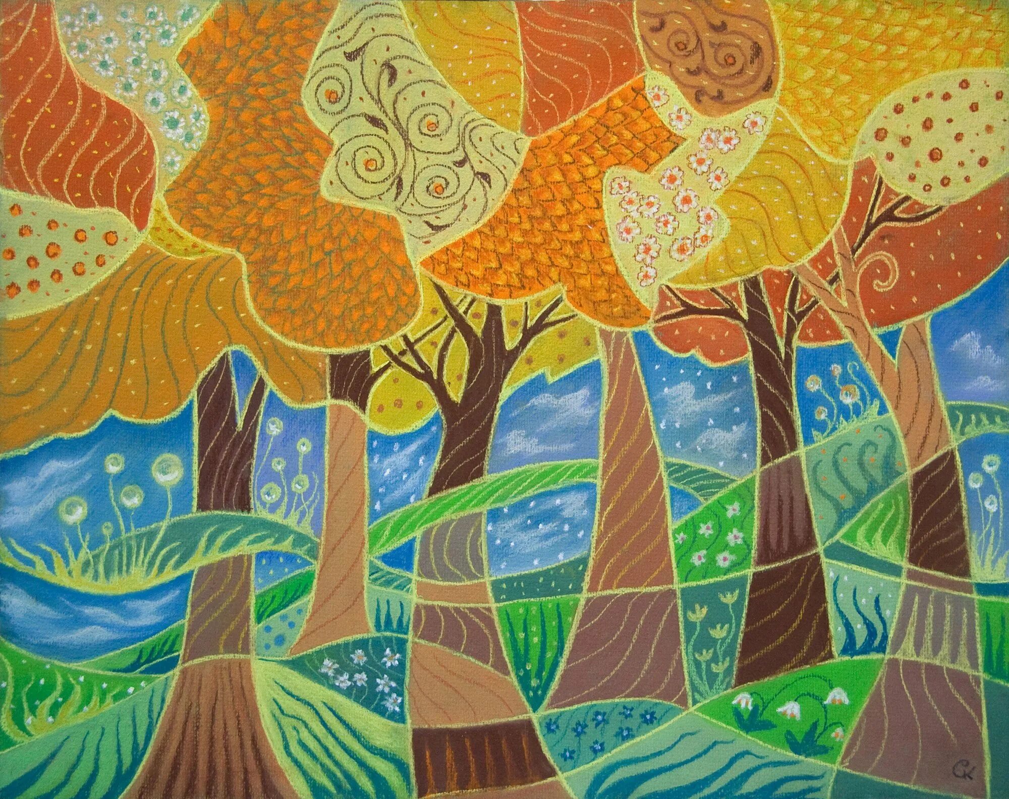 графика для детей 7 лет. рисование гелевой ручкой для детей. стилизованные цветы. зентангл zia рыба. графика для 8 лет.