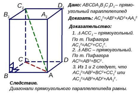 Постройте диагонали параллелепипеда