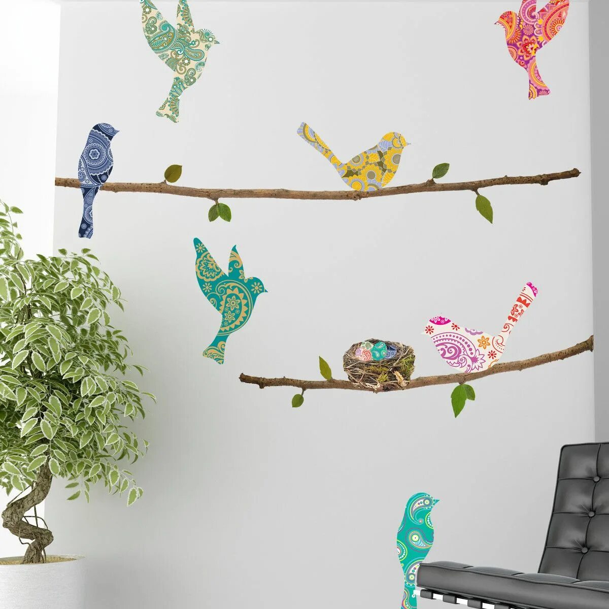 Room bird. Украшения для стены. Птички на стене в интерьере. Украшение на стену птицы. Настенные украшения для интерьера.