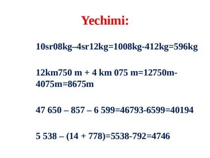 Matematikadan testlar