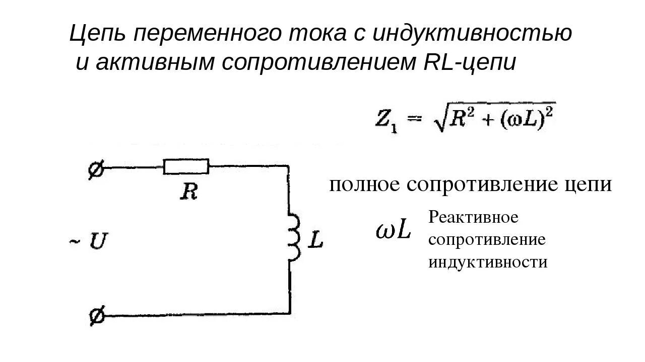 Цепь с емкостью сопротивлением изображает. Цепь переменного тока с активным сопротивлением и индуктивностью. Электрическая схема переменного тока. Электрическая схема переменного тока индуктивности. Неразветвленные электрические RL цепи переменного тока.