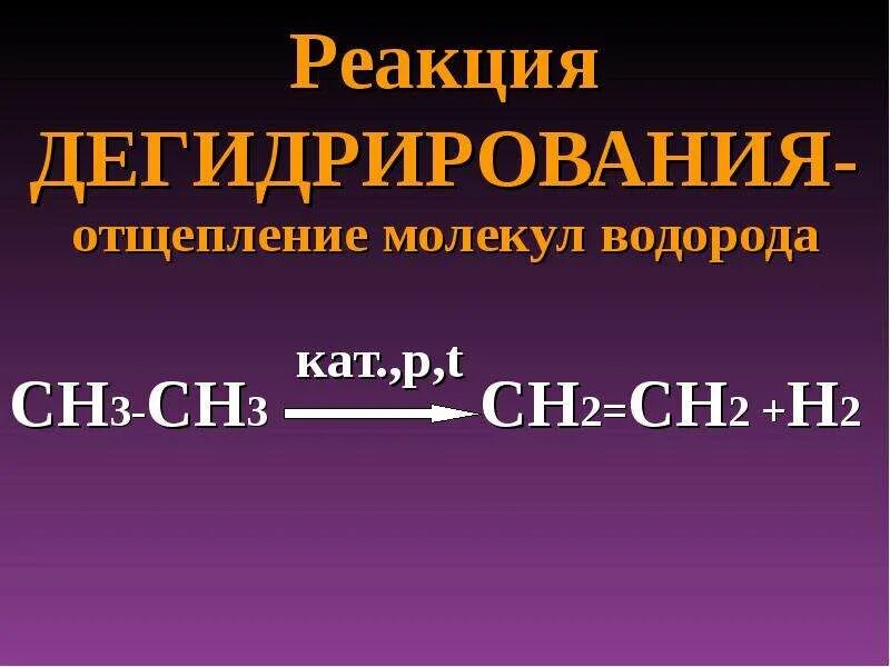 Этан и водород реакция. Реакция отщепления дегидрирование. Реакции дегидрирования в органической химии. Реакция отщепления дедирования. Реакция отщепления деглонерования.