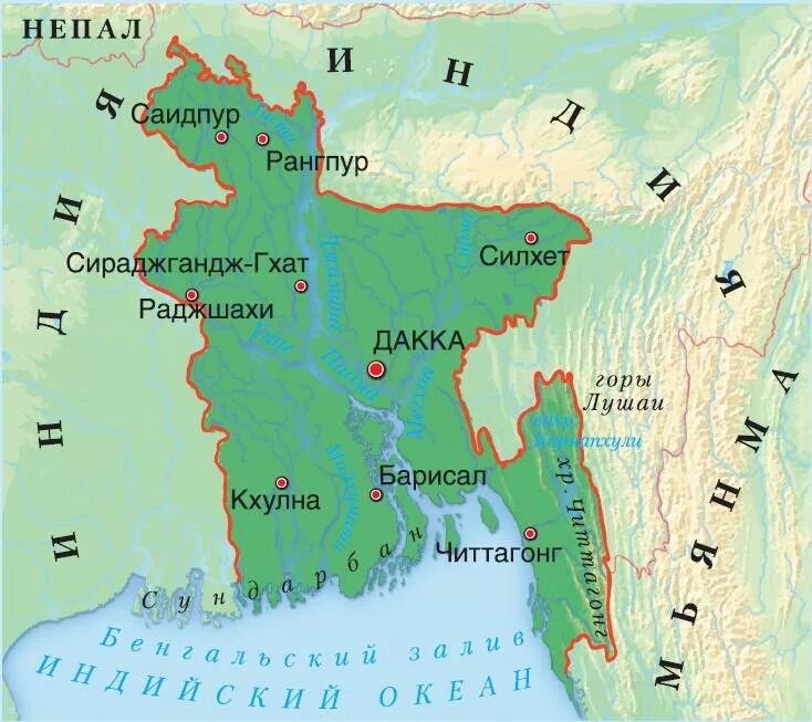 Где находится государство бангладеш. Бангладеш границы на карте. Бангладеш политическая карта. Географическая карта Бангладеш. Государство Бангладеш на карте.