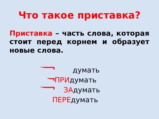 Как написать слово думаешь. Приставка часть слова. Прис. Пристав.