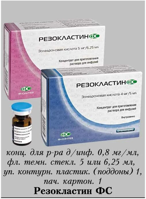 Резокластин, Золедроновая кислота 5мг. Резокластин ФС 5 мг. Резокластин концентрат для приготовления раствора для инфузий. Золедроновая кислота концентрат для приготовления. Резокластин концентрат для приготовления раствора