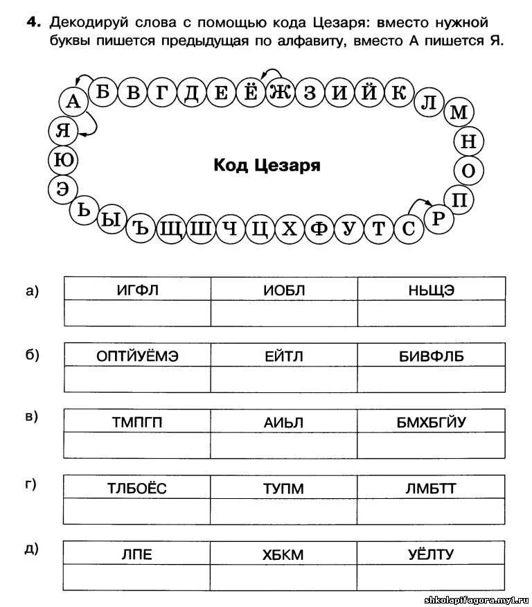 Декодируй слова с помощью кода Цезаря. Закодируй с помощью кода Цезаря слово цифра. Зашифруй слова с помощью кода Цезаря Информатика. Расшифруй слово с помощью ключа.