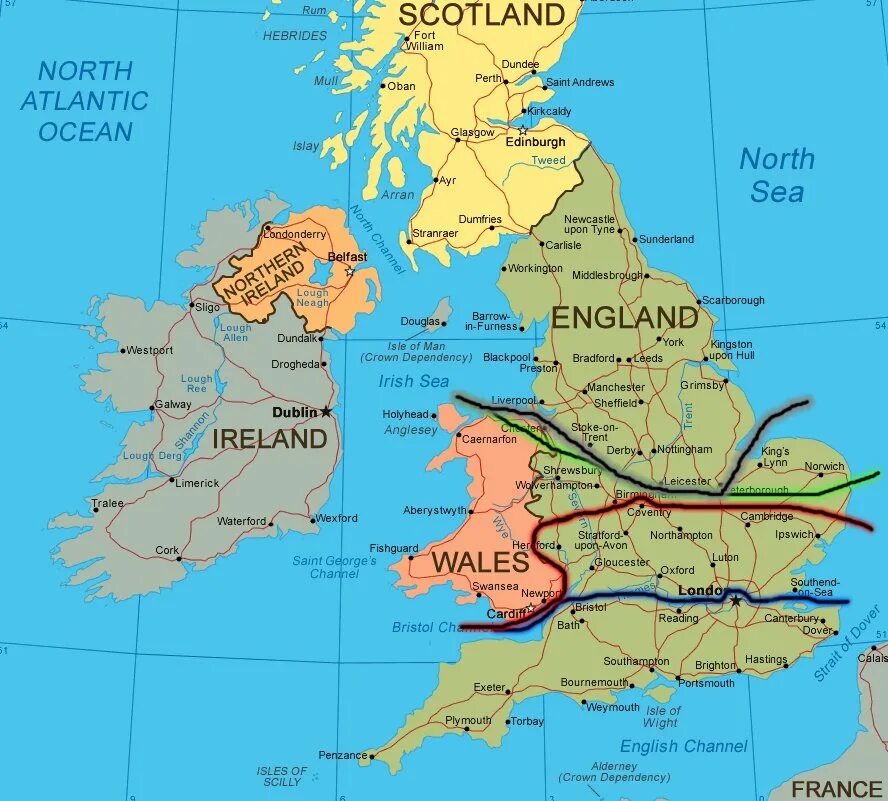 Карта Ирландии и Великобритании. Соединённое королевство Великобритании карта. Соединённое королевство Великобритании и Северной Ирландии карта. Ирландия и Шотландия на карте. Uk north