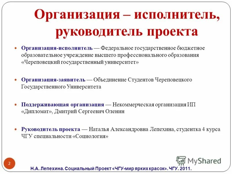 Организация исполнитель