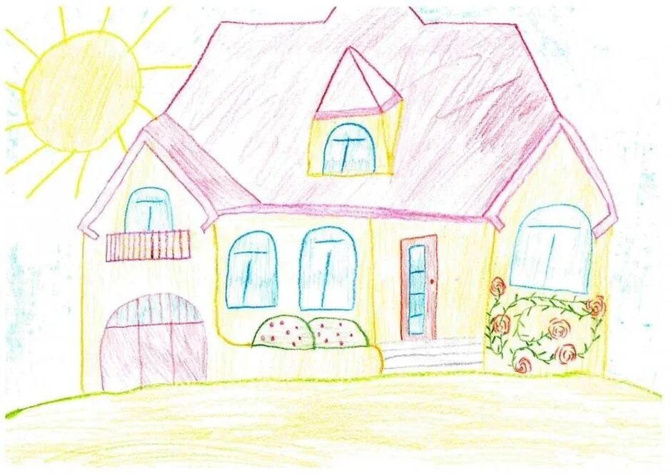 Дом рисунок. Домик рисунок. Детские рисунки домов. Детские рисунки домов карандашом.
