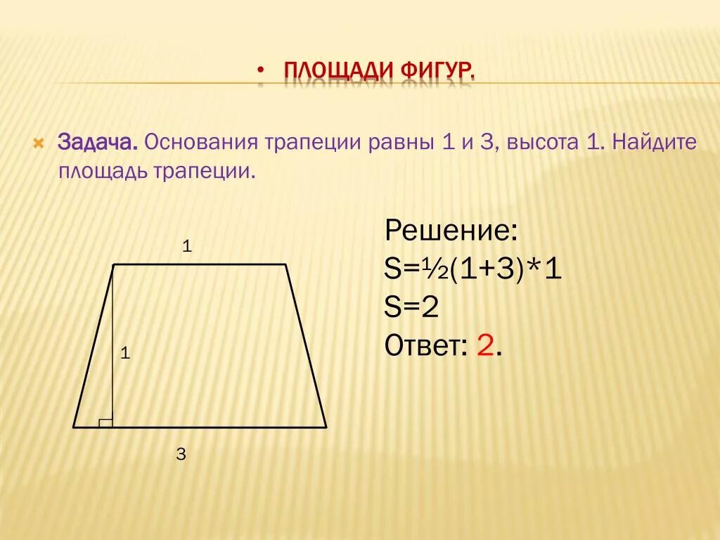 Найдите площадь фигуры трапеция