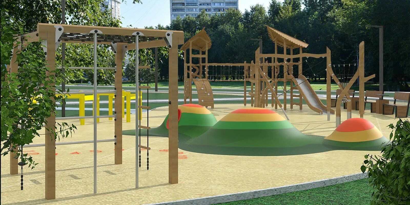 Детская площадка на дачном участке. Площадка для отдыха взрослых. Детская площадка в парке. Детская площадка для дачи. Детская площадка визуализация.