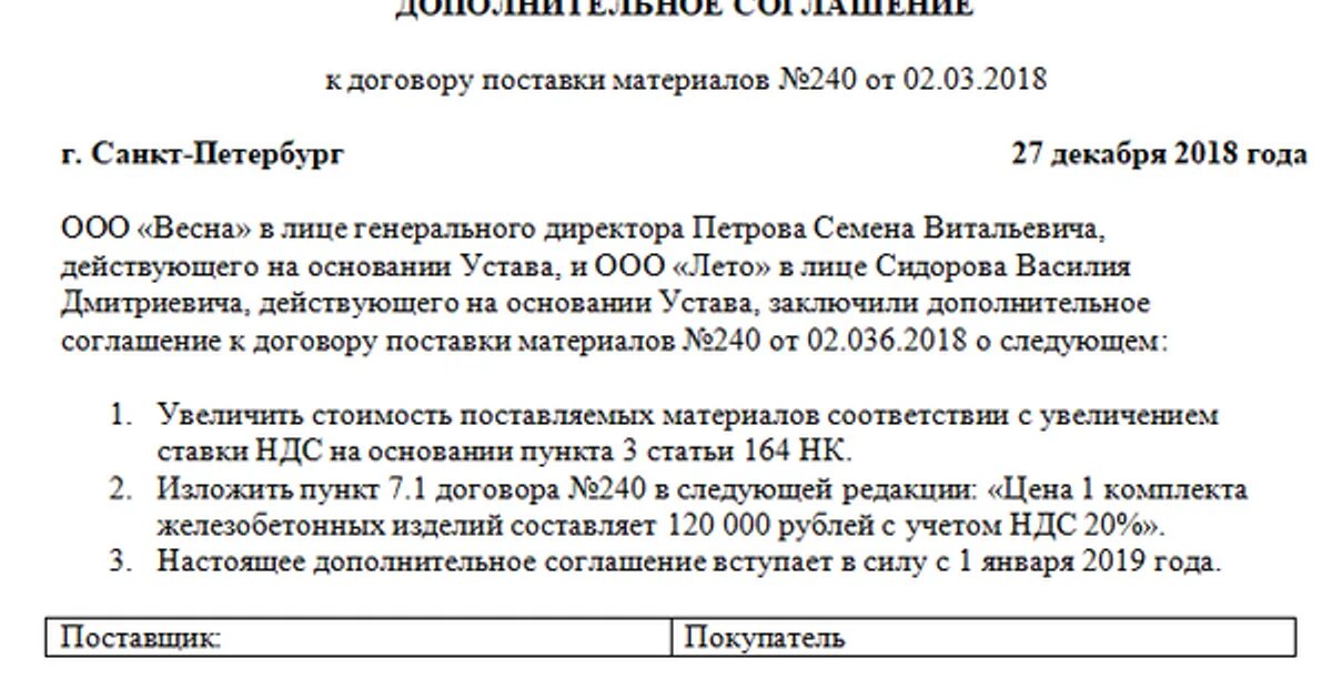 Изменение стоимости работ в договоре
