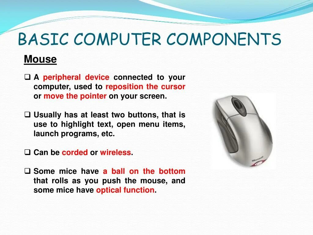 Computer devices слайд. Computer components. Basic Parts of Computer. Бейсик компьютер. Device на английском