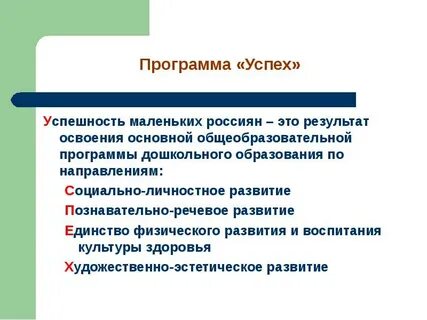 Цель программы успех
