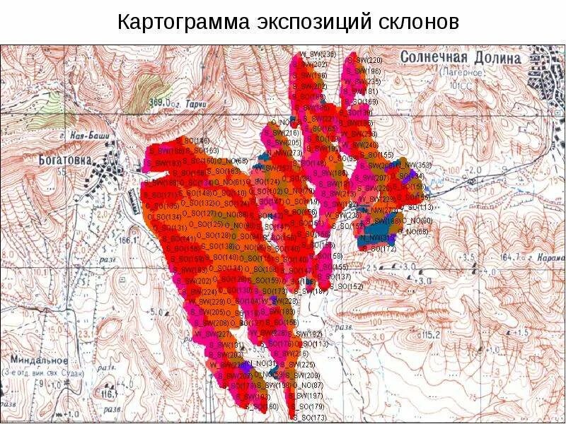 Как определить экспозицию склона