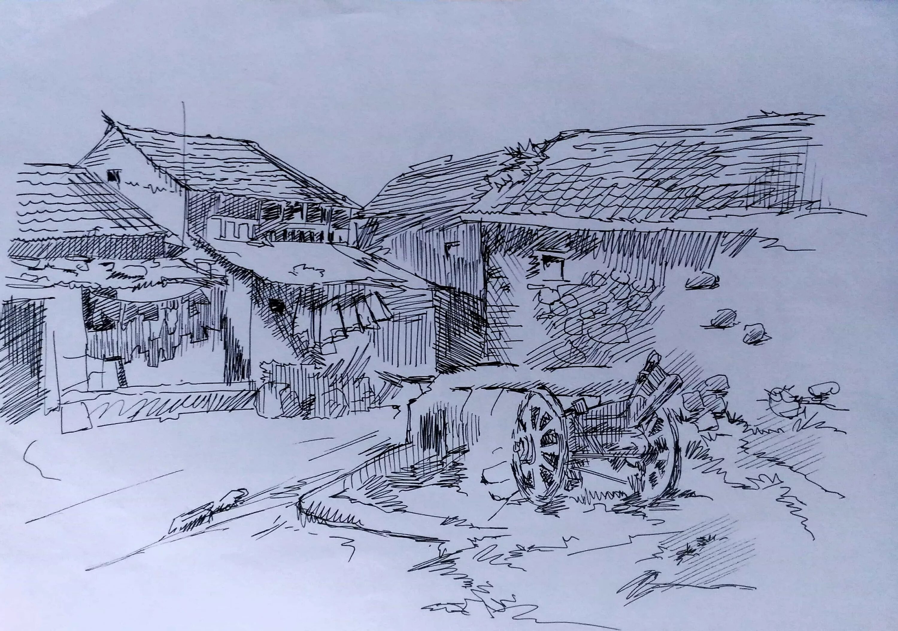 Рисунок сели. Деревня скетч. Скетч село. Деревня рисунок скетч. Селение рисунок.