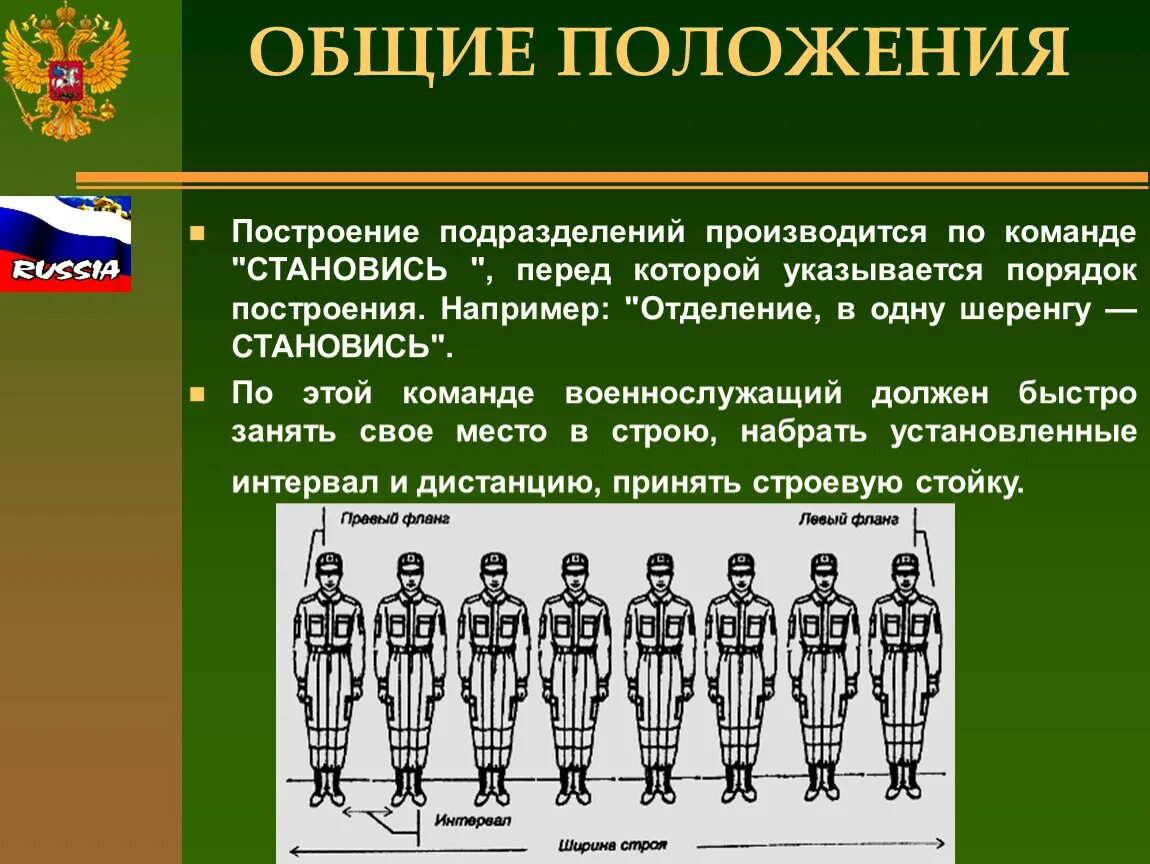 Перестроение отделения. Строевая подготовка. Строевая подготовка Общие положения. Команды на построение в армии. Построение в одну шеренгу.