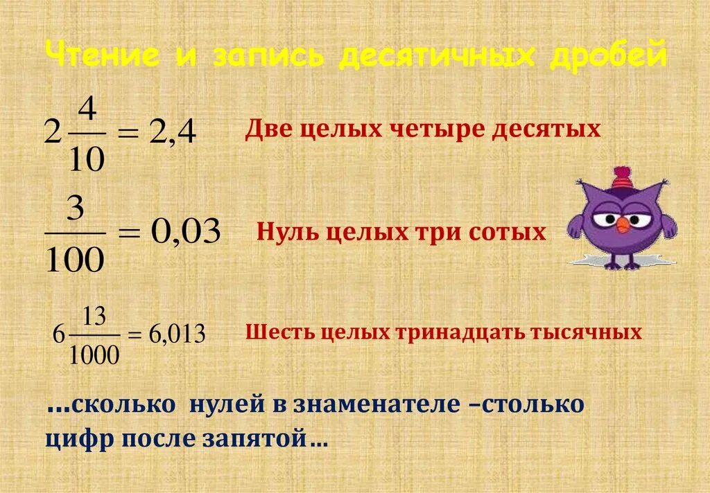 Преобразование обычной дроби в десятичную. Переведите обычную дробь в десятичную. Две целых. Десятичная дробь в обыкновенную. Одна сотая три тысячных в виде