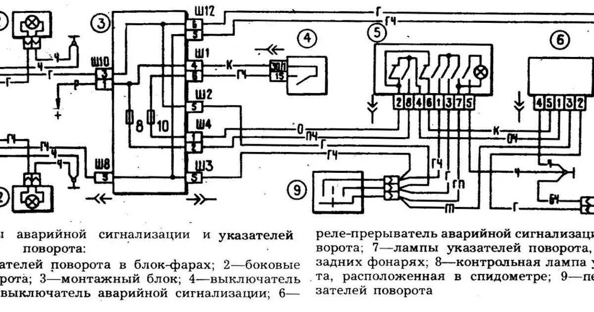 Эффективные средства аварийной сигнализации. Схема включения указателей поворота и аварийной сигнализации ВАЗ 2107. Схема указателей поворотов ВАЗ 2107. Схема аварийной сигнализации ВАЗ 2107 карбюратор. Электрическая схема указатели поворота ВАЗ 2107.