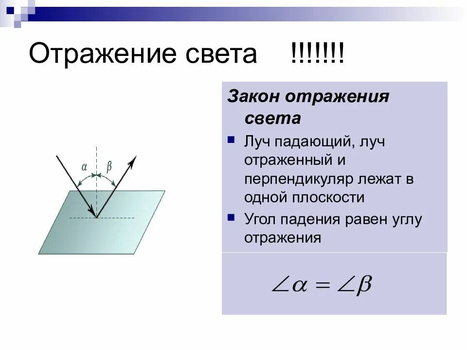 Физика отражение света закон отражения света. Физика 8 отражение света. Закон отражения света. Закон отражения света Луч падающий. Угол отражения света. Формулировка отражения света