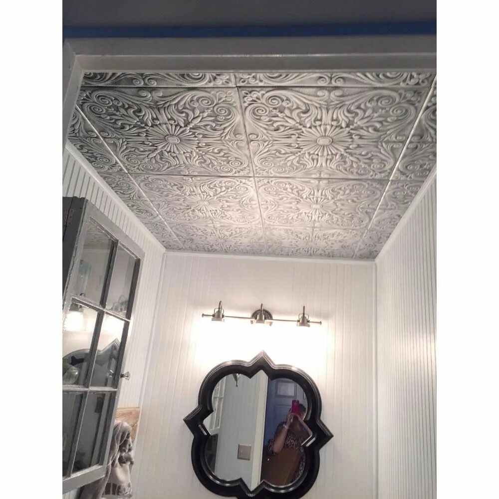 Потолочная плитка на стенах в интерьере Tin ceiling R&D White tin ceiling, Ceiling design, Home ceiling