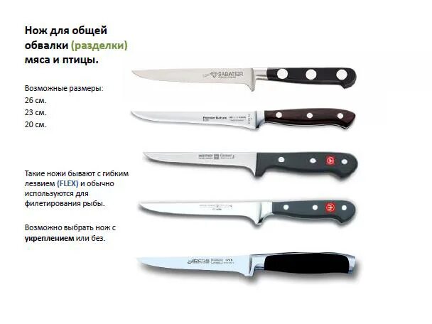 какие ножи для разделки мяса. нож tramontina обвалочный. кухонный нож arcos 2900 292322. поварской кухонный нож. ножи для обвалки №1 №2 №3.