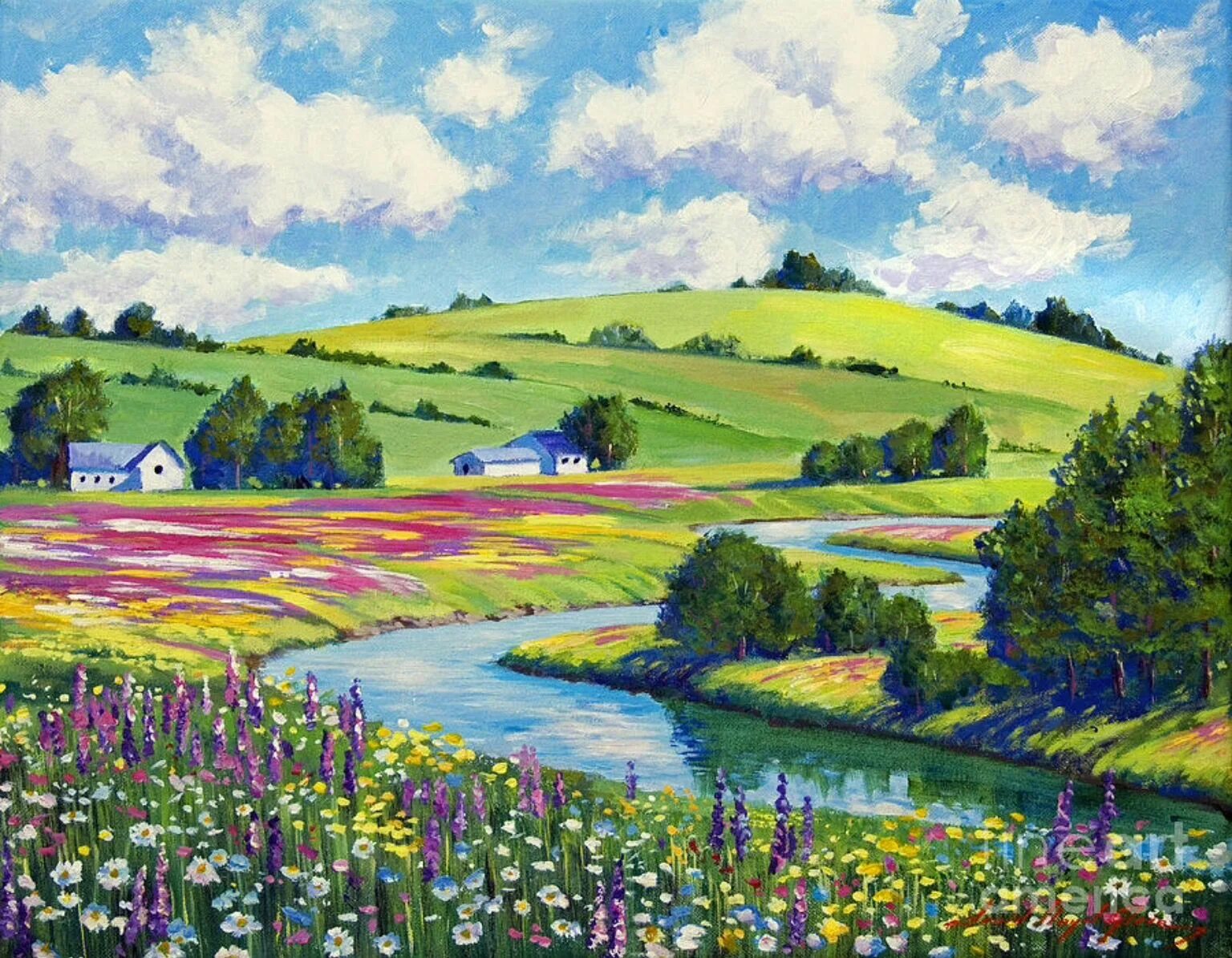 Красивые рисунки лета. Летний пейзаж гуашью. Луг гуашью. Луг красками. Пейзаж гуашью лето.