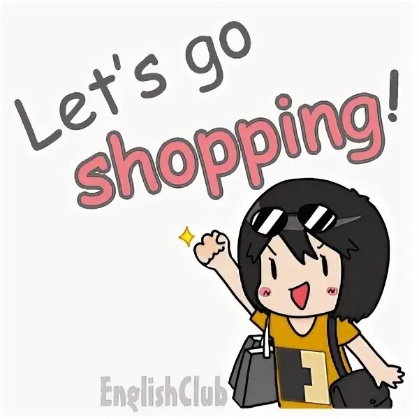 Let&#039;s go shopping let&#039;s we. Lets go shopping. grammar sticker.